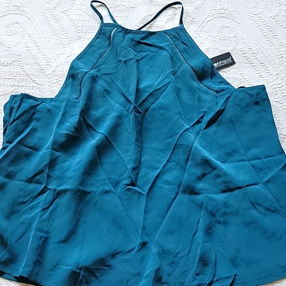 Teal Silk Tank Top